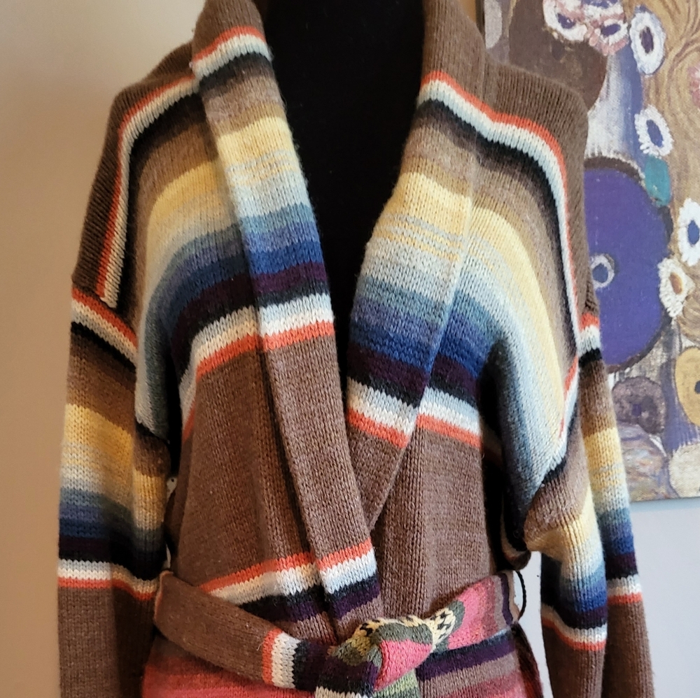 Vintage Handknitted Ralph Lauren southwestern blanket cardigan/coat